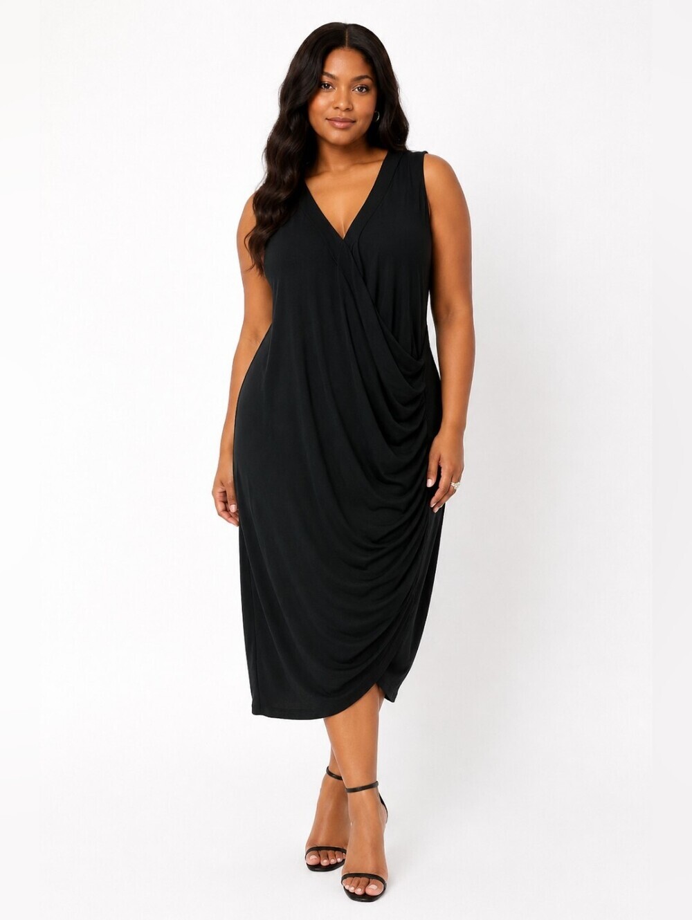 Torrid Women's Dress Sleeveless Draped Baby Doll Criss-cross Black Size 3X